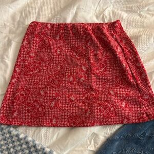Urban Outfitters Red Gingham Floral Women's Skirt